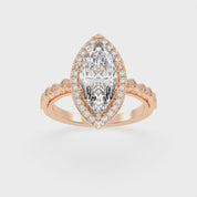 Marquise Cut Halo Lab Grown Diamond Engagement Ring