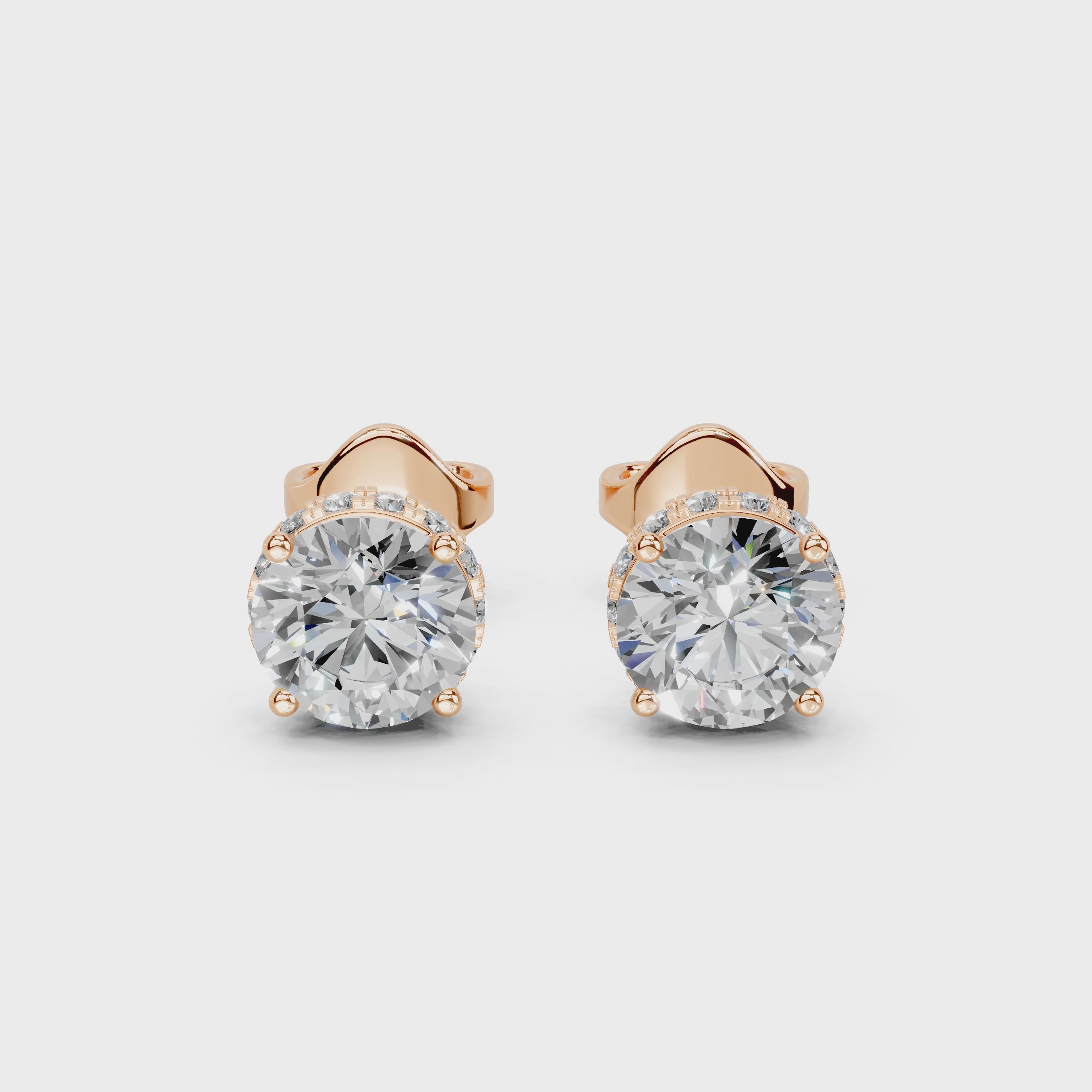 Hidden halo round cut 1.38 cttw lab grown diamond studs