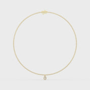 Pear Cut Halo Lab Grown Diamond Tennis Necklace