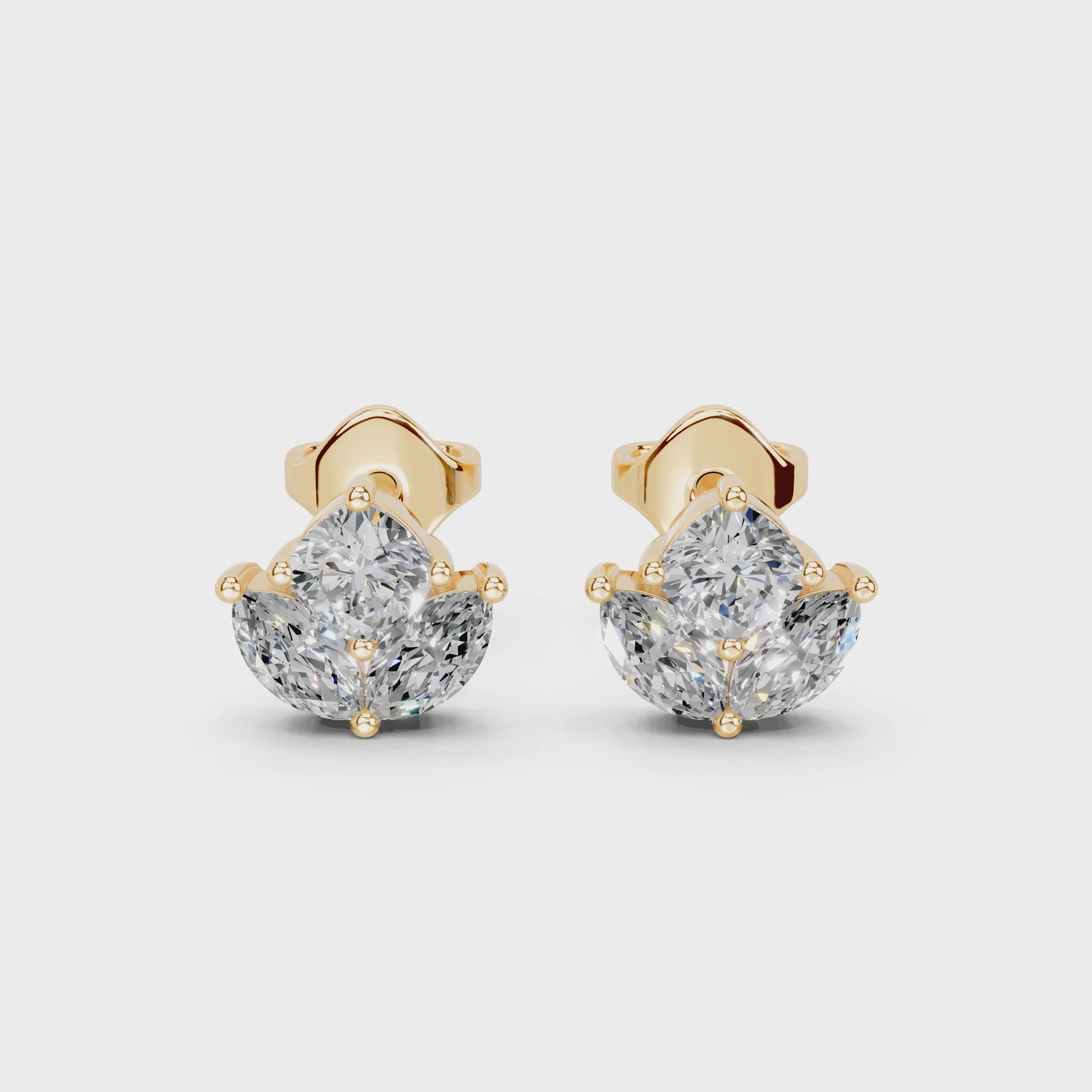 Multishape cluster 0.84 cttw lab grown diamond studs