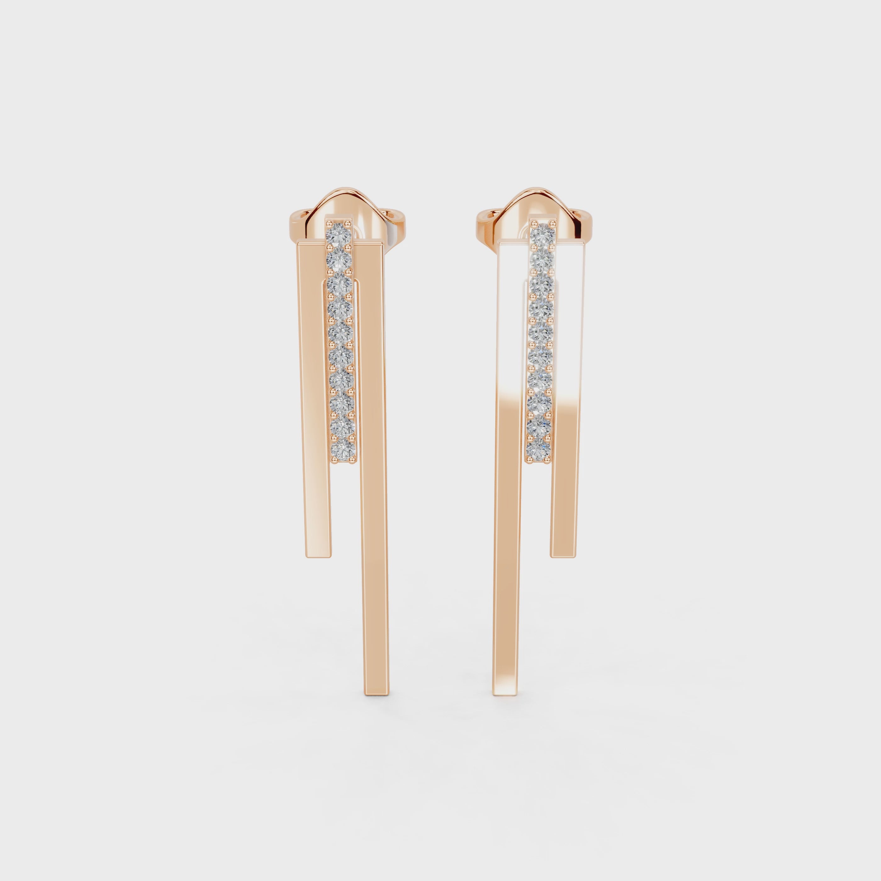 Long bar 0.2 cttw lab grown diamond earrings