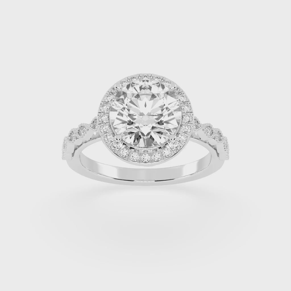 Round Cut Halo Lab Grown Diamond Engagement Ring