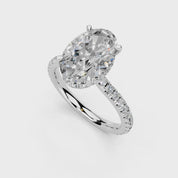 Oval Cut Double Hidden Halo  Pave  Lab Grown Diamond Engagement Ring