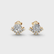 Four prong round 1.16 cttw lab grown diamond studs with side stones