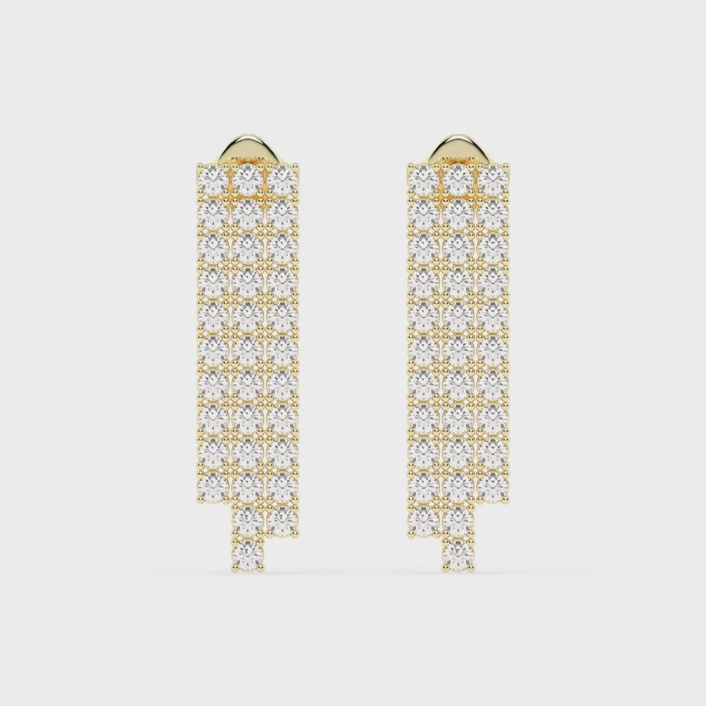 Dangle Drop round cut 2.31 Cttw Lab Grown Diamond Earrings