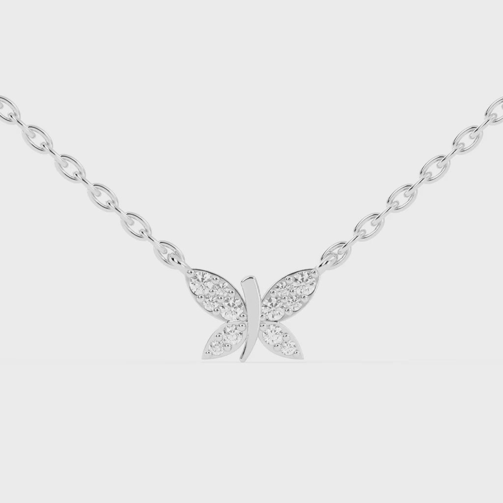 Butterfly Shaped Round Cut 0.24 Cttw Lab Grown Diamond Pendant