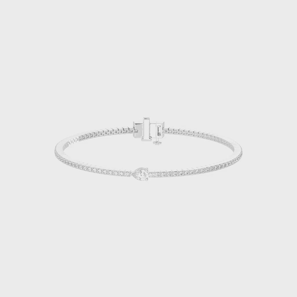 Pear and Round Cut Lab Grown Diamond Tennis Bracelet