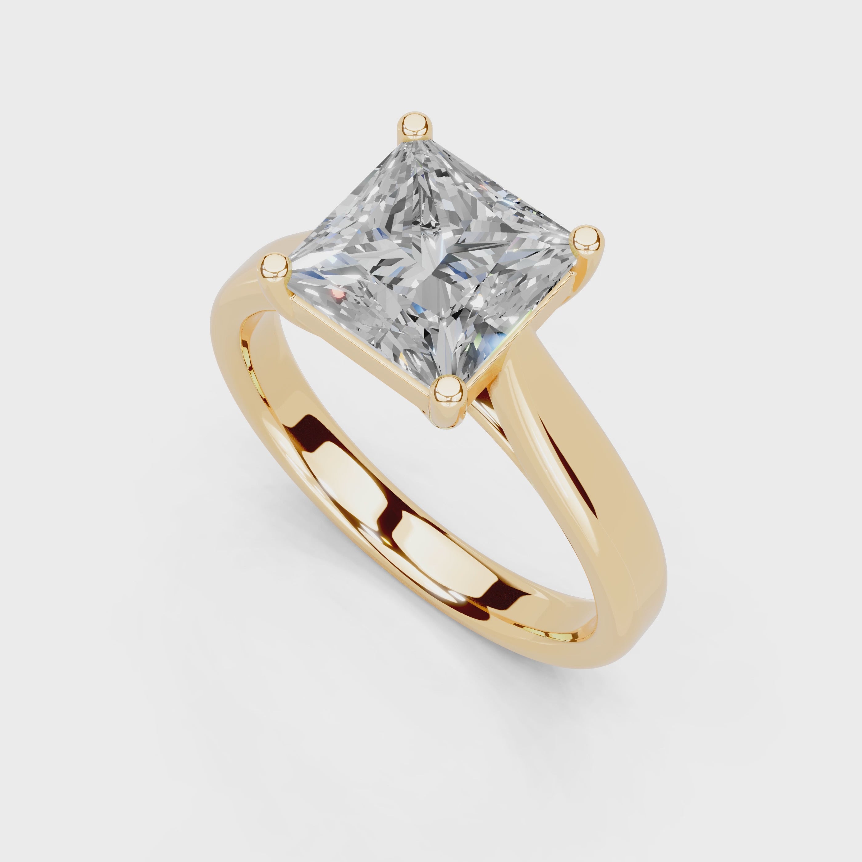 Princess Cut Cathedral Solitaire Lab Grown Diamond Engagement Ring (3mm width)