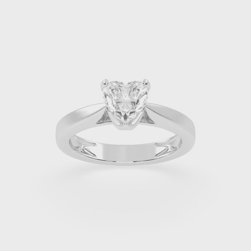 Heart Cut Petal-shaped Solitaire Lab Grown Diamond Engagement Ring (3.5 mm width)