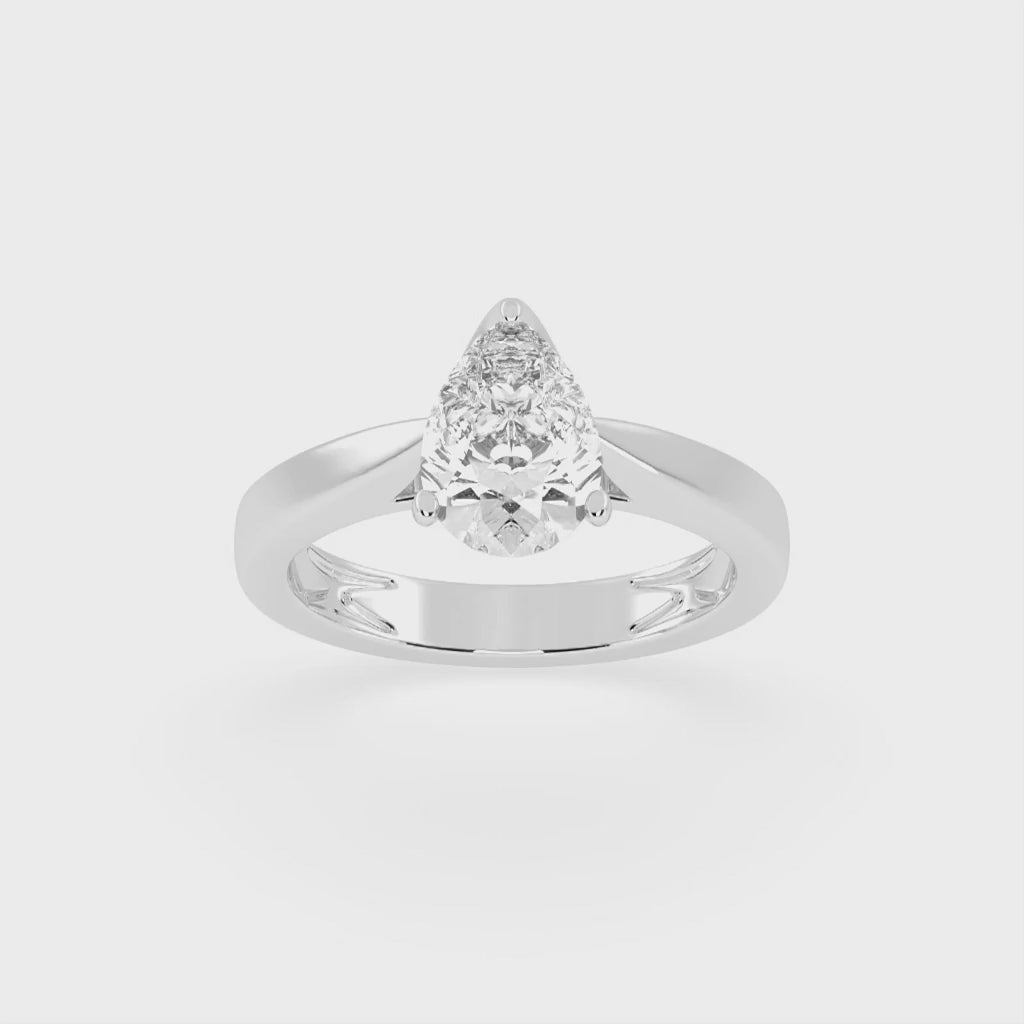 Pear Cut Petal-shaped Solitaire Lab Grown Diamond Engagement Ring (3.5 mm width)