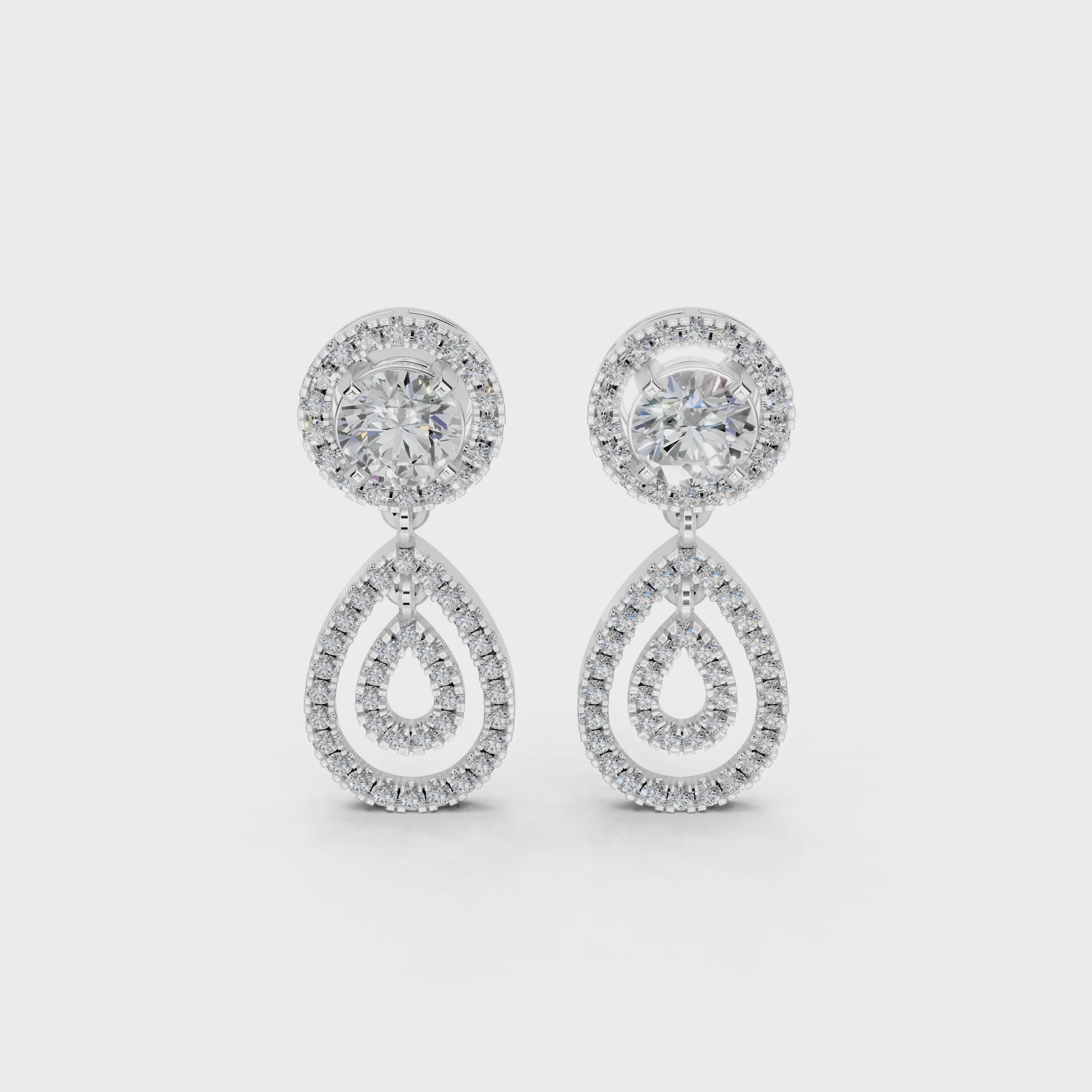 Fancy Teardrop Halo 2.56 Cttw Lab Grown Diamond Earrings