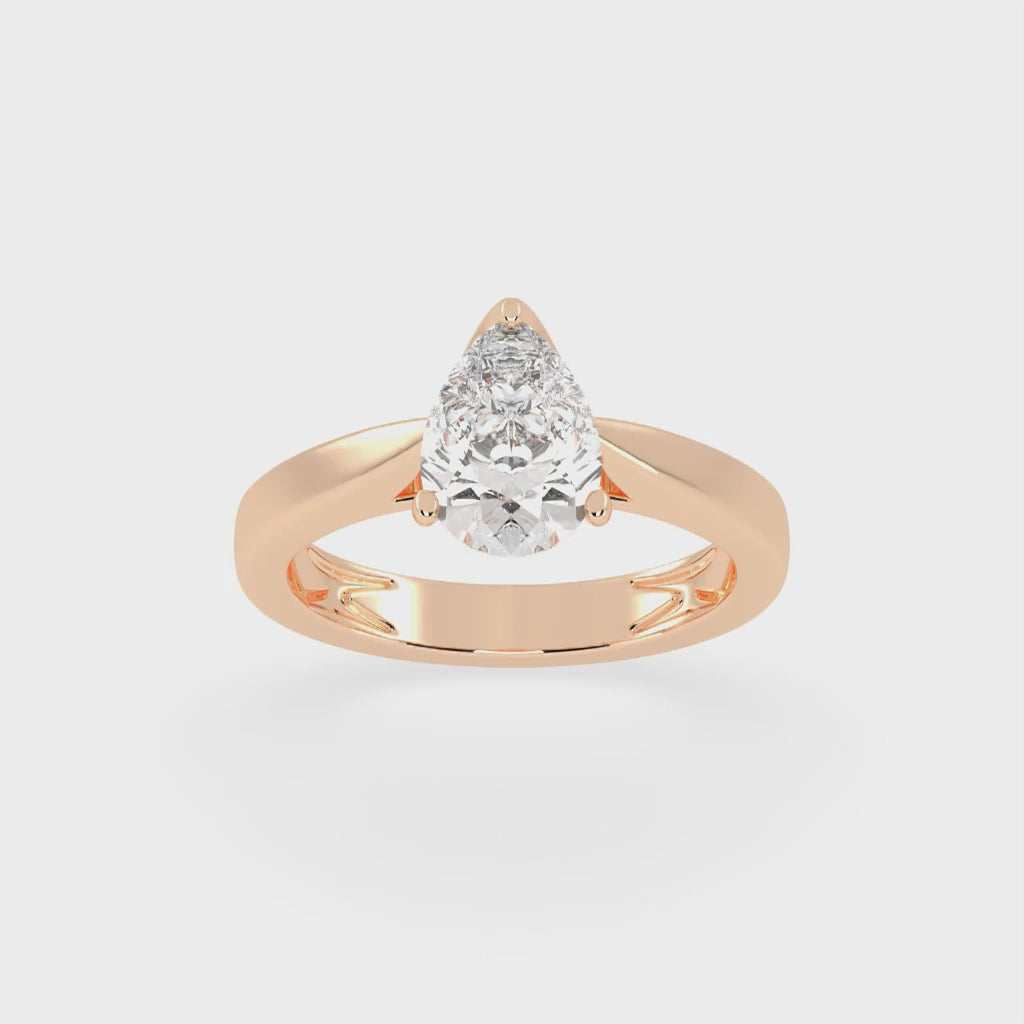 Pear Cut Petal-shaped Solitaire Lab Grown Diamond Engagement Ring (3.5 mm width)