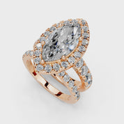 Marquise Cut Double Row Lab Grown Diamond Engagment Ring