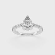 Pear Cut Pave Lab Grown Diamond Engagement Ring