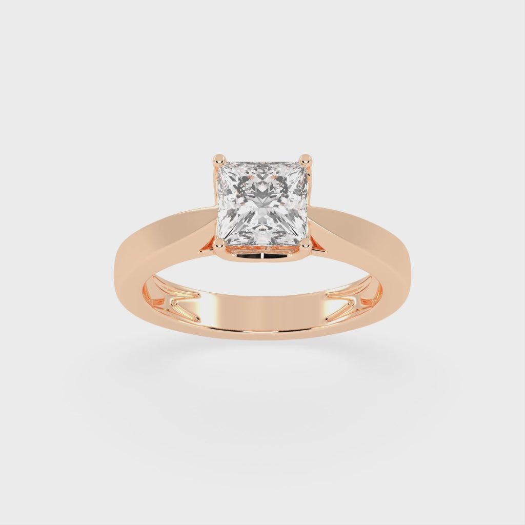 Princess Cut Petal-shaped Solitaire Lab Grown Diamond Engagement Ring (3.5 mm width)