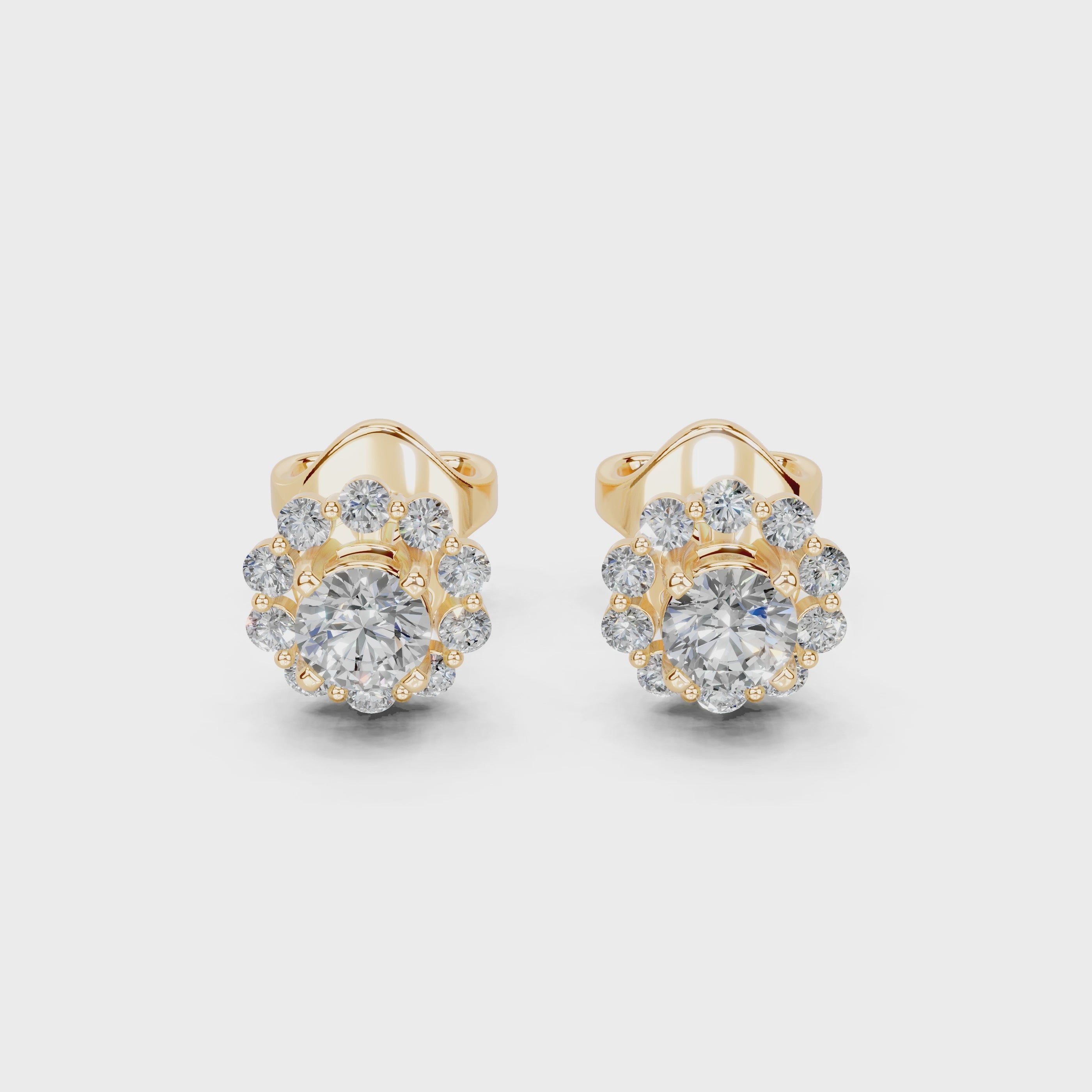 Halo round cut 1.3 cttw lab grown diamond studs