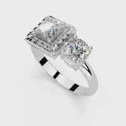 Princess Cut Two Stone Lab Grown Diamond Engagement Ring