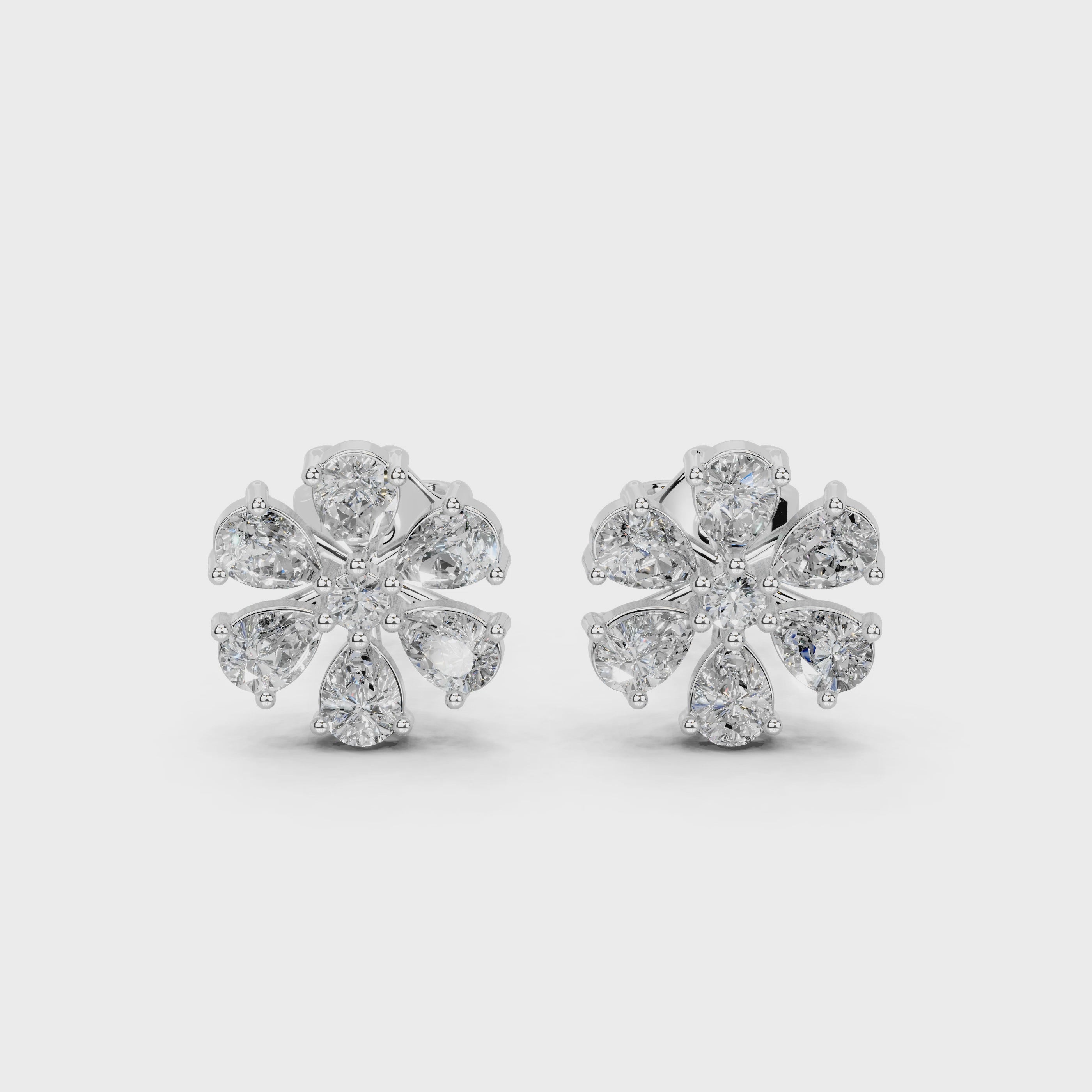 Flower Style round and pear cut 1.89 Cttw Lab Grown Diamond Studs