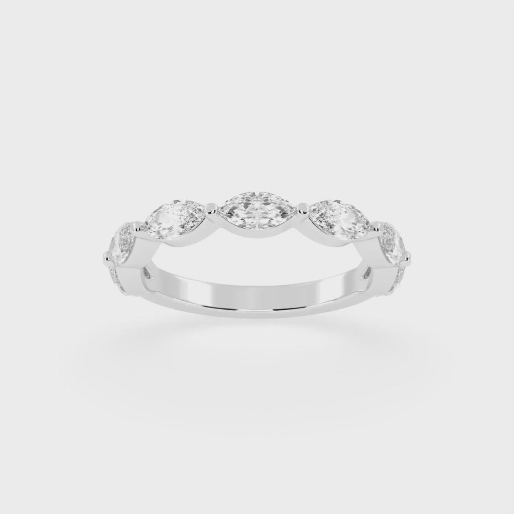 Marquise Cut Lab Grown Diamond Wedding Band