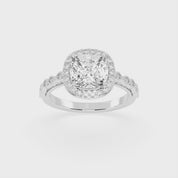 Cushion Cut Halo Lab Grown Diamond Engagement Ring