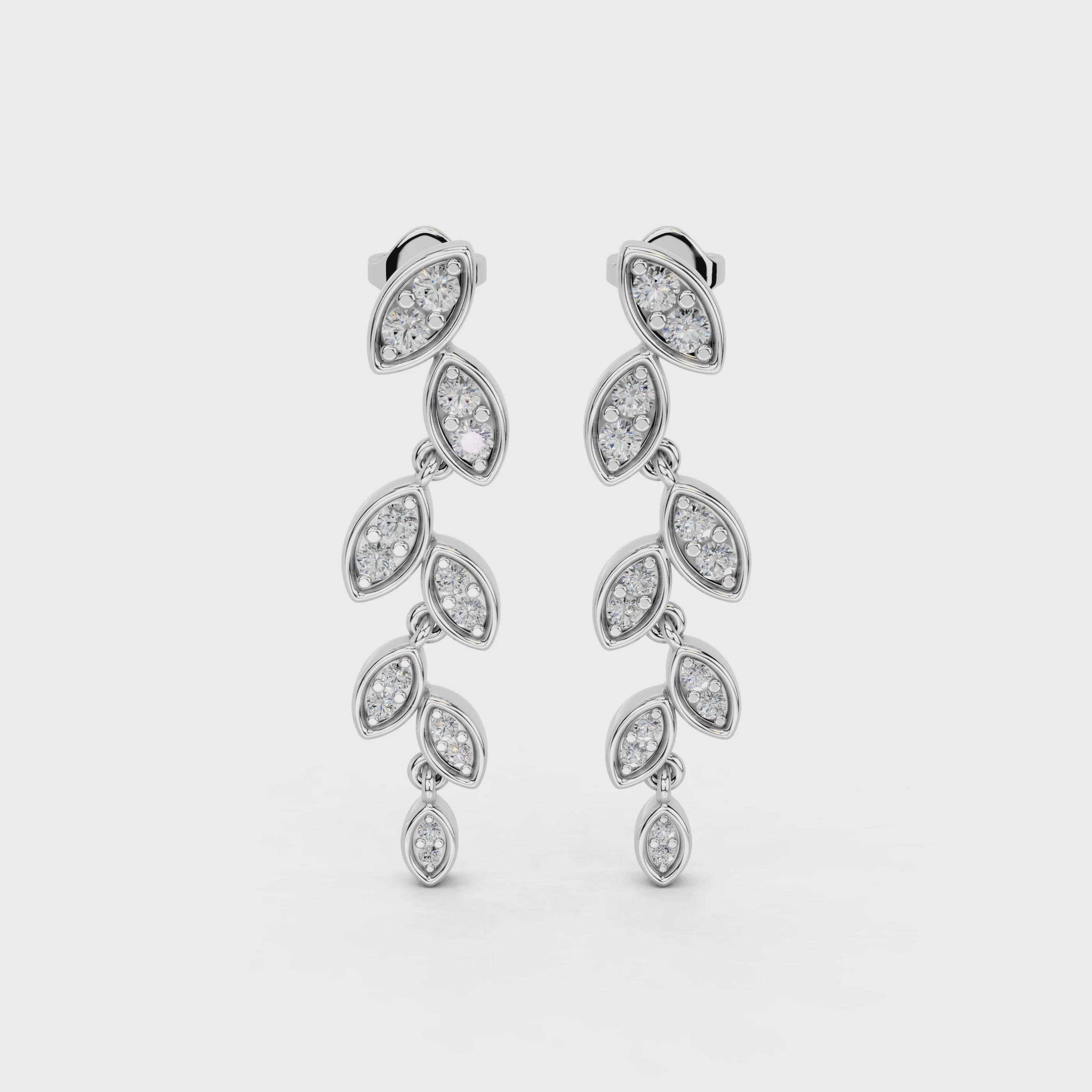 Vine Cascade style 0.42 cttw lab grown diamond earrings