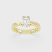 Emerald Cut Petal-shaped Solitaire Lab Grown Diamond Engagement Ring (3.5 mm width)