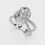 Oval Cut Split Shank Lab Grown Diamond Engagement Ring with Pave Setting