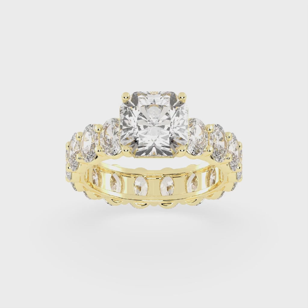 Asscher Cut Fancy Lab Grown Diamond Engagement Ring