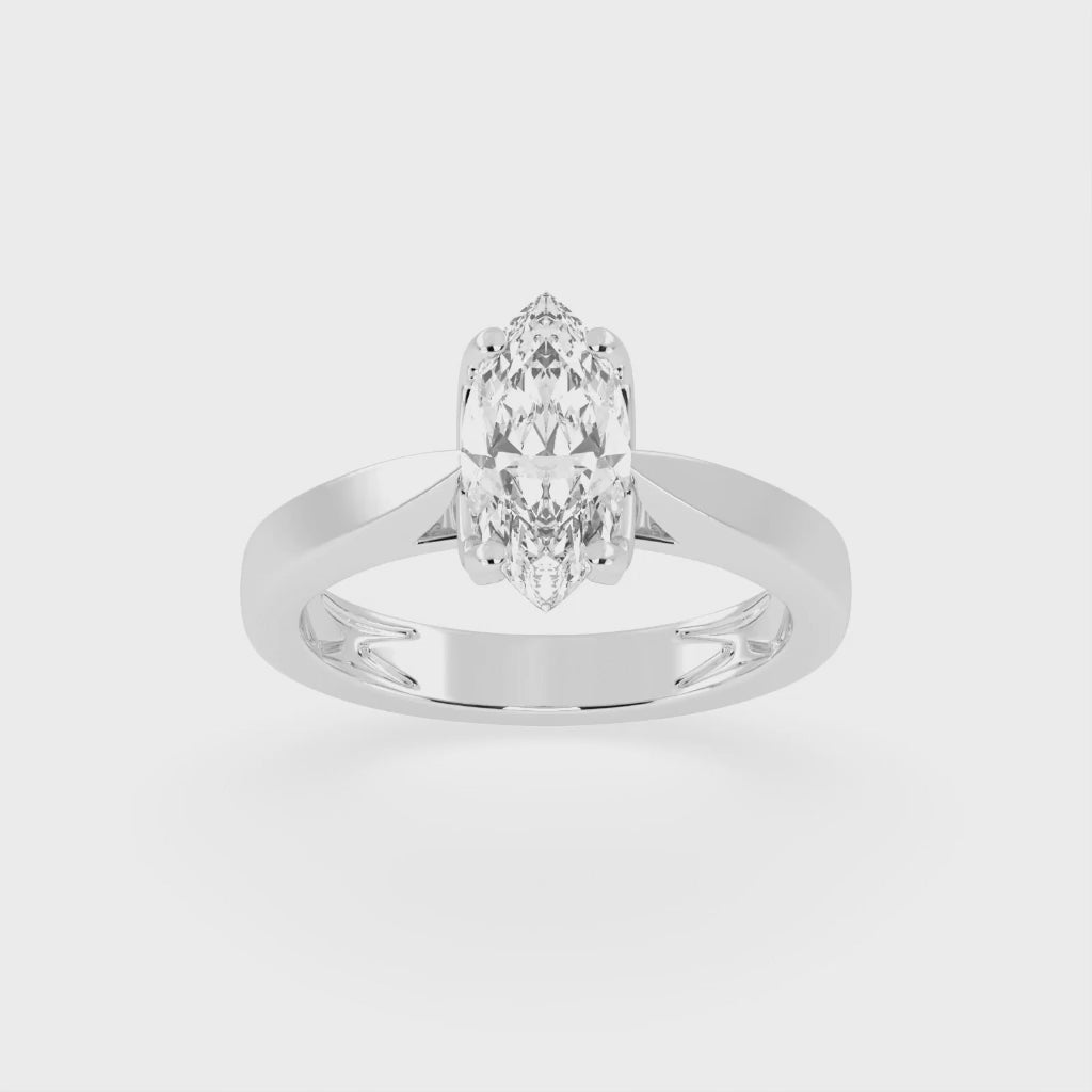 Marquise Cut Petal-shaped Solitaire Lab Grown Diamond Engagement Ring (3.5 mm width)