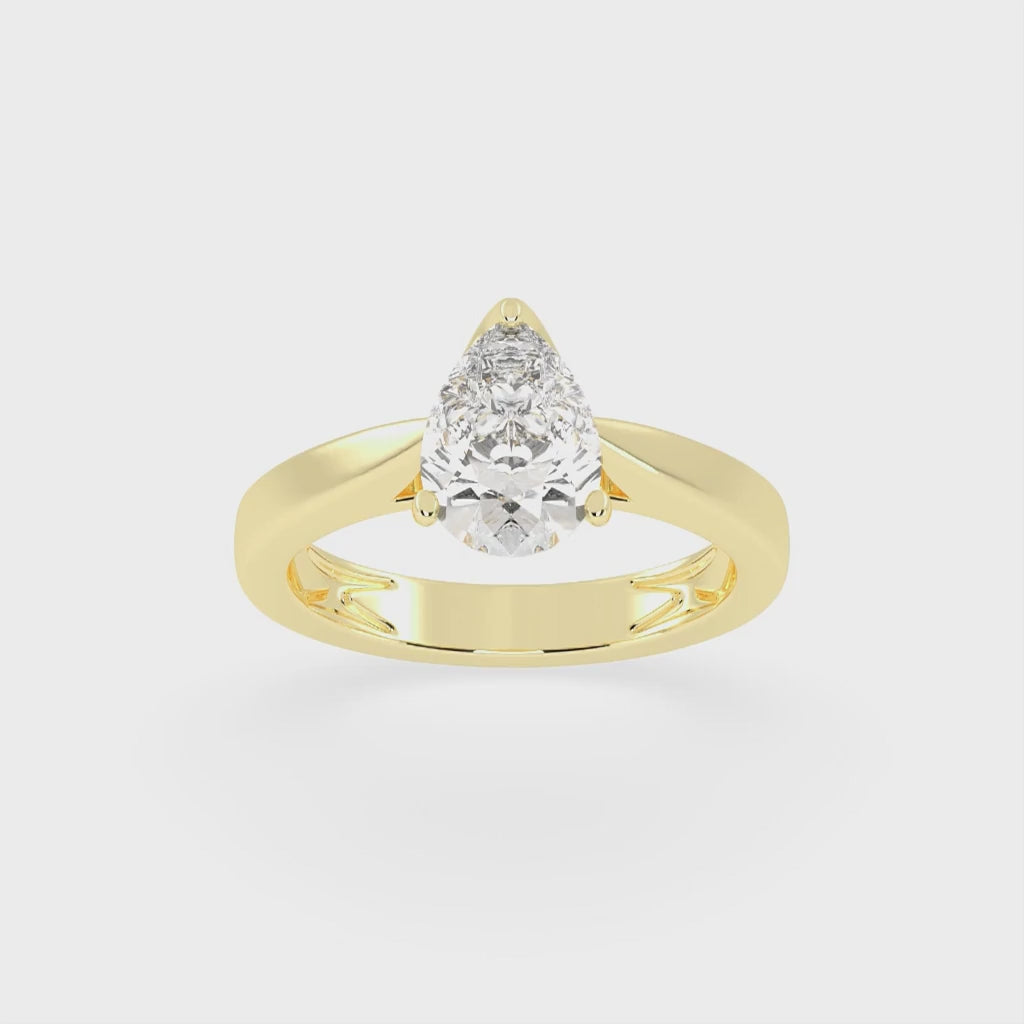 Pear Cut Petal-shaped Solitaire Lab Grown Diamond Engagement Ring (3.5 mm width)