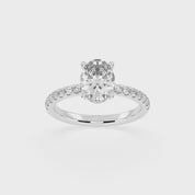 Oval Cut Hidden Halo  Pave  Lab Grown Diamond Engagement Ring